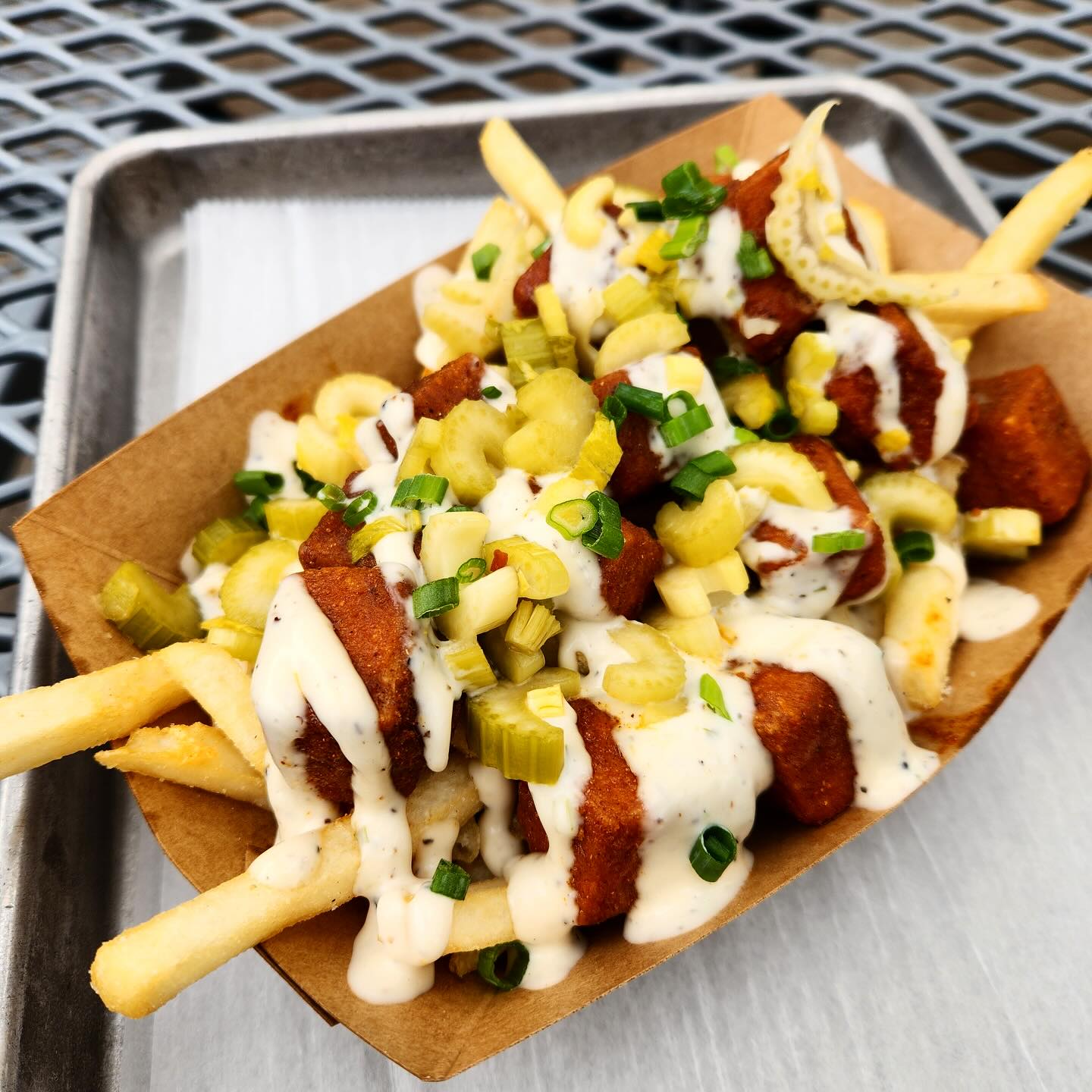 Loaded fries with cheese and toppings